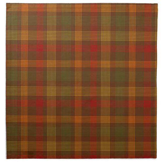 RED ORANGE GOLD & GREEN FALL PLAID PATTERN CLOTH NAPKIN (Front)