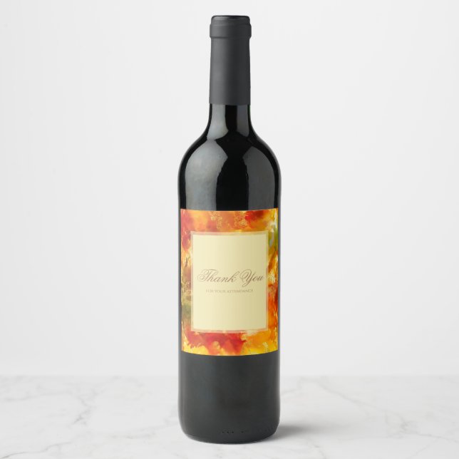 Red, orange, gold, yellow marble wine label (Front)
