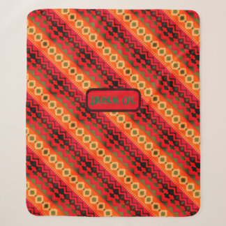 Red Orange Green Aztec  Sherpa Blanket
