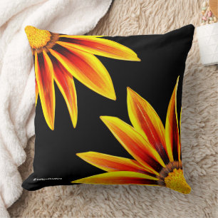 Red Orange Kiss Golden Flame Gazanias Throw Pillow
