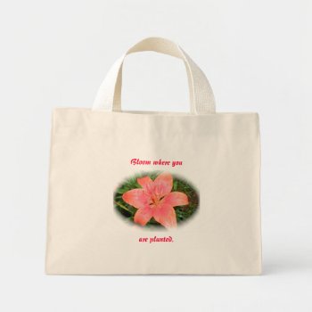 Red Orange Lily Bloom Where You Are Planted Tote by CarolsCamera at Zazzle