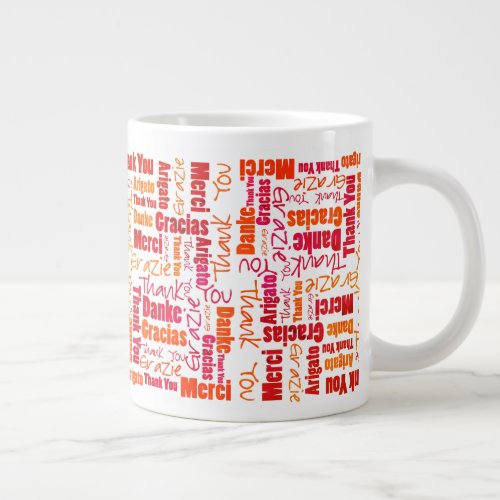 Red Orange Multilingual Thank You Giant Coffee Mug