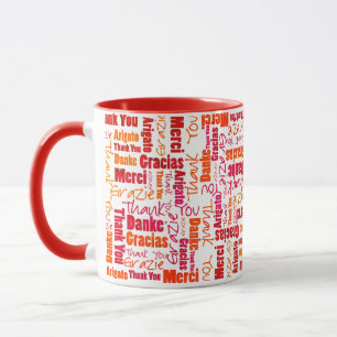 Red Orange Multilingual Thank You Mug