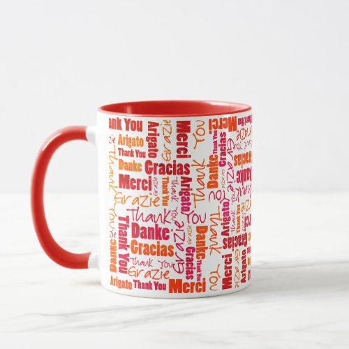 Red Orange Multilingual Thank You Mug