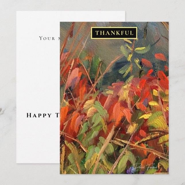 Red Orange Nature Art Holiday Card (Front/Back)