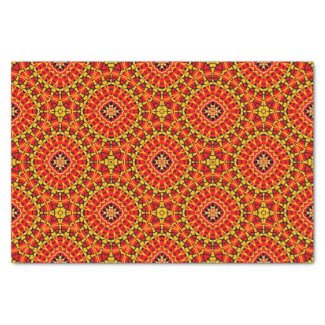 Red & Orange Oriental Boho Geometric Pattern Tissue Paper