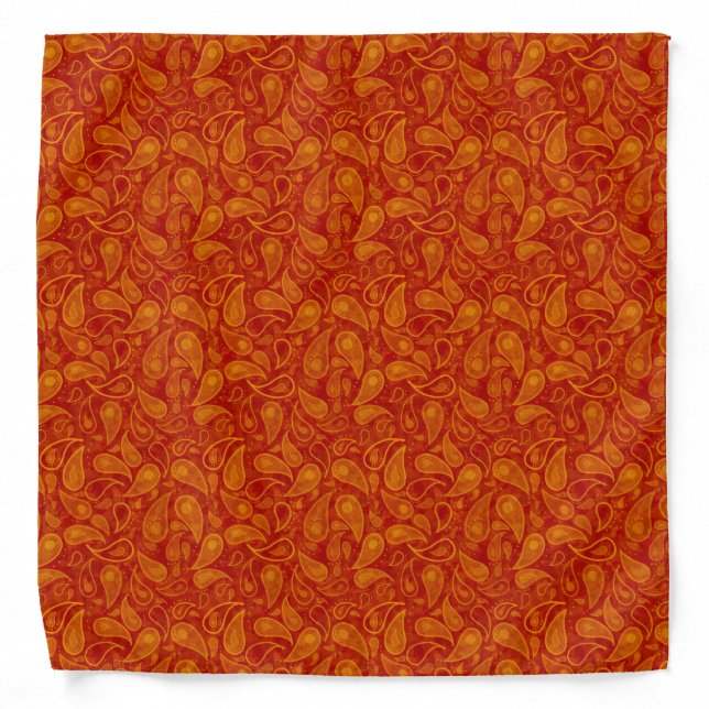 Red Orange Paisley Bandana (Front)