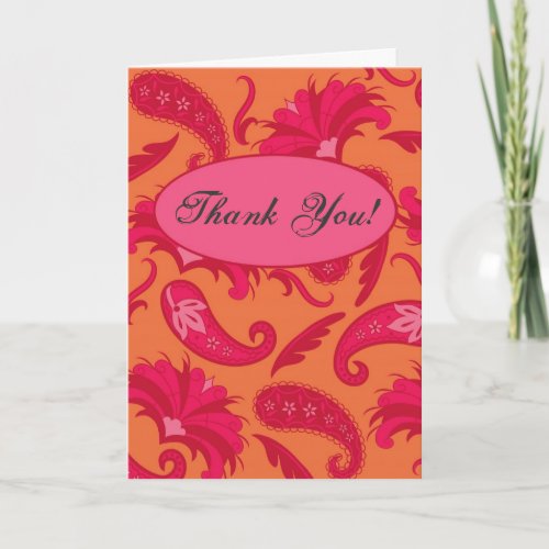 Red  Orange Paisley Fully Customize Greeting Card