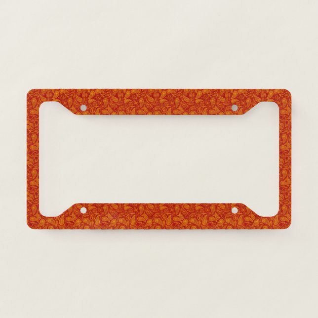 Red Orange Paisley License Plate Frame (Front)