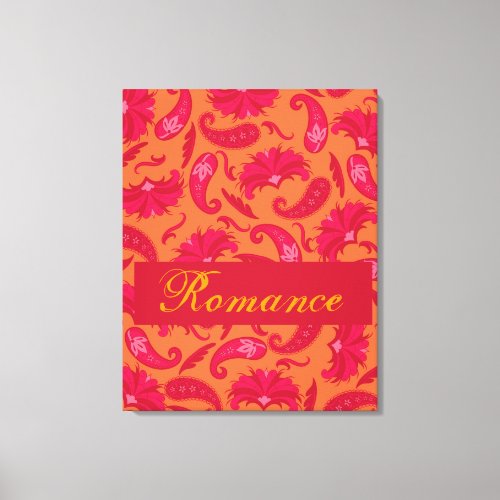 Red  Orange Paisley Romance Wrapped Art Canvas