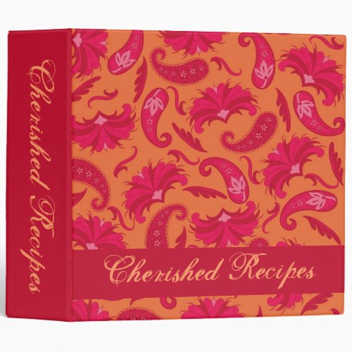 Red  Orange Parisian Paisley Recipe Memory Album Binder