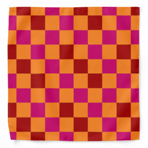 Red Orange Pink Checkered Pattern Design Bandana