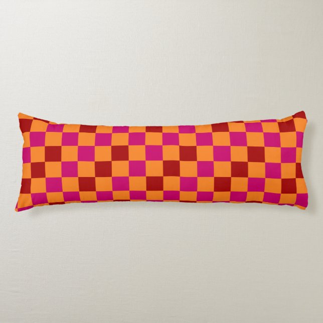 Red Orange Pink Checkered Pattern Design  Body Pillow (Front)