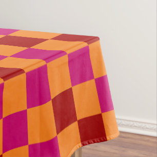 Red Orange Pink Checkered Pattern Design  Tablecloth