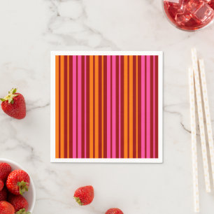Red Orange Pink Vertical Stripes Design Napkins