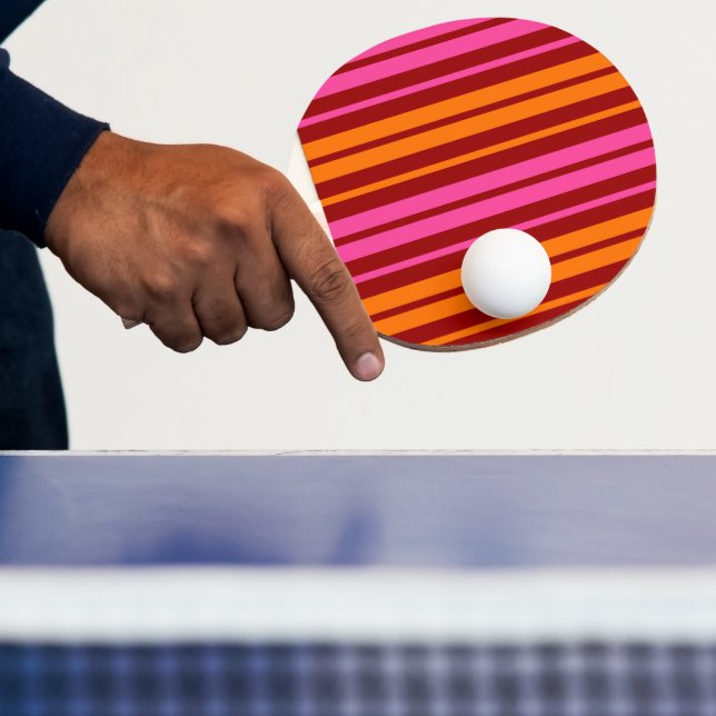 Red Orange Pink Vertical Stripes Design   Ping Pong Paddle (Insitu)