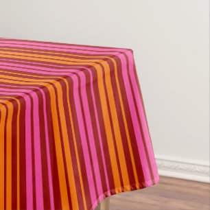 Red Orange Pink Vertical Stripes Design Tablecloth
