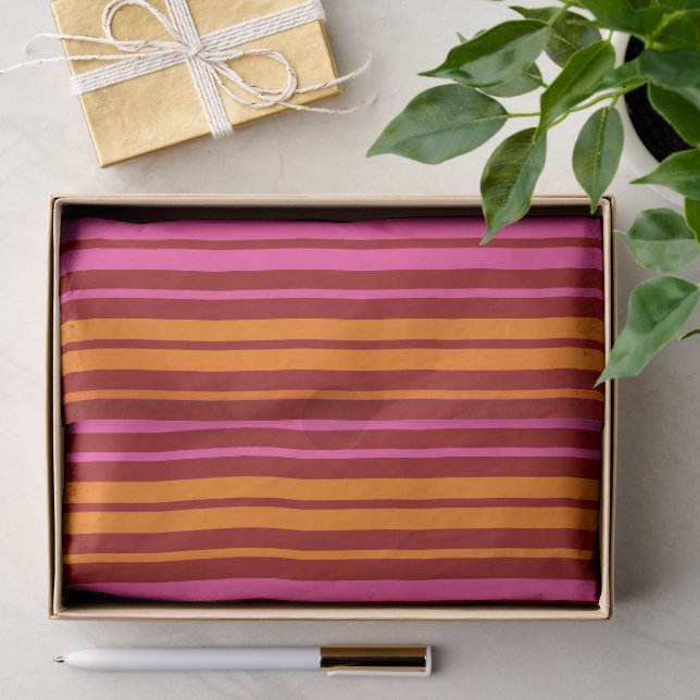 Red Orange Pink Vertical Stripes Design   Tissue Paper (Gift)