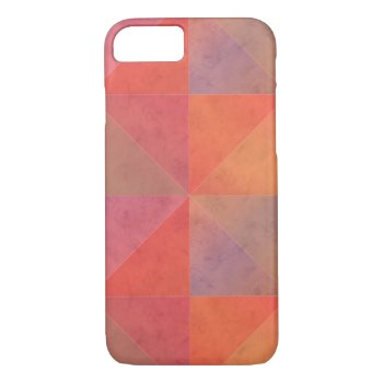 Red Orange Pink Watercolor Triangles Geometric Art Iphone 8/7 Case by MHDesignStudio at Zazzle