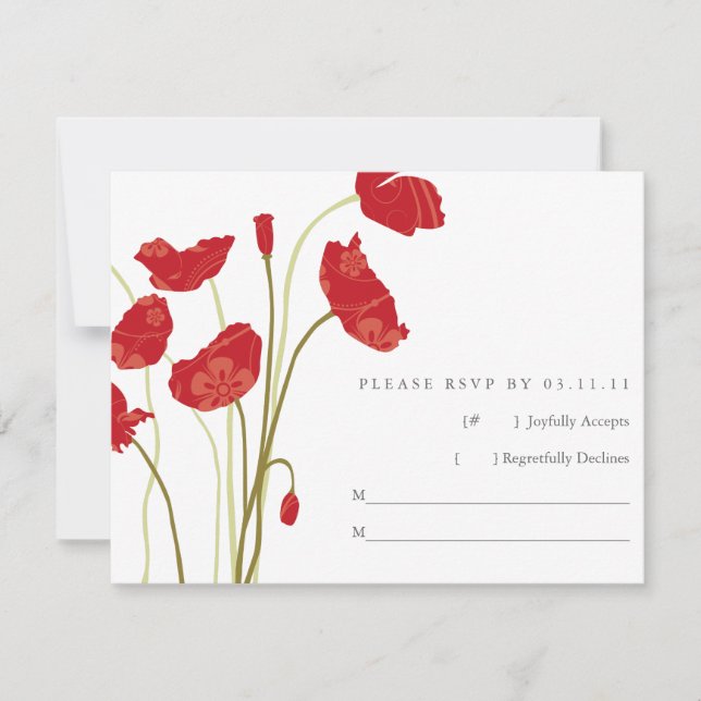 Red-Orange Poppies RSVP Card (Front)