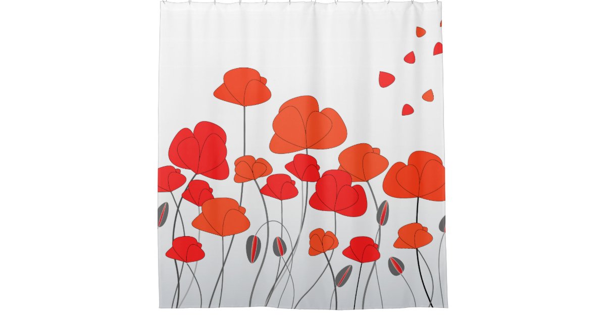 Red Orange Poppies Shower Curtain Zazzle Com