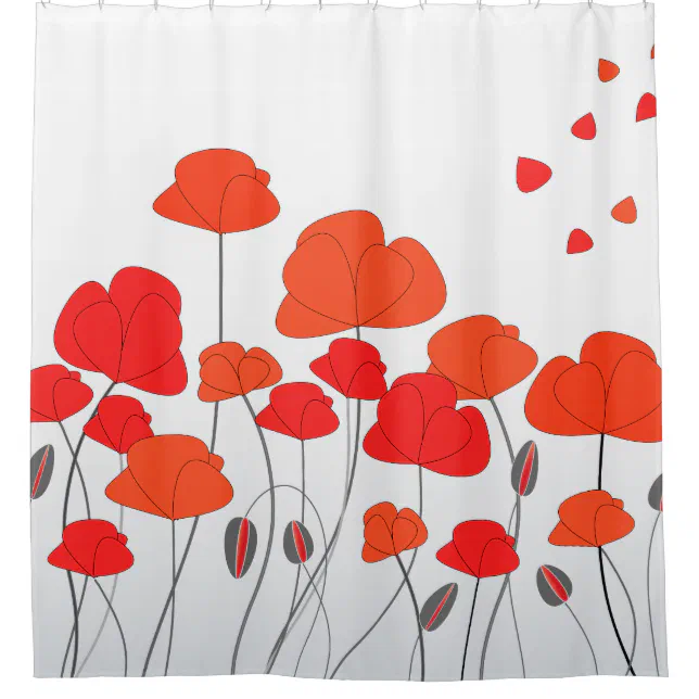 Red Orange Poppies Shower Curtain Zazzle