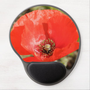 Red Orange Poppy Mouse Pad With Wrist Rest