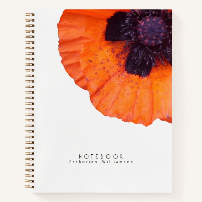 Red Orange Poppy Personalised Notebook (Front)
