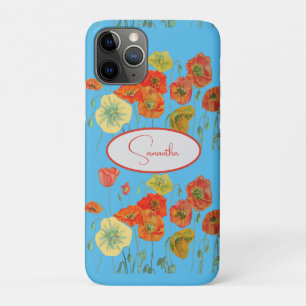 Red Orange Poppy Poppies floral Blue Girls Name iPhone 11 Pro Case