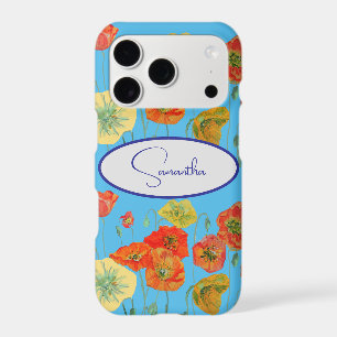 Red Orange Poppy Poppies floral Blue Girls Name iPhone 17 Pro Case
