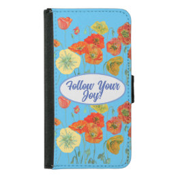 Red Orange Poppy Poppies floral Blue Your Joy Samsung Galaxy S5 Wallet Case