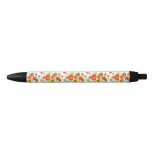 Red Orange Poppy Watercolour Flower Ribbon Pen