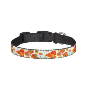 Red Orange Poppy Watercolour Flower Ribbon Pet Collar