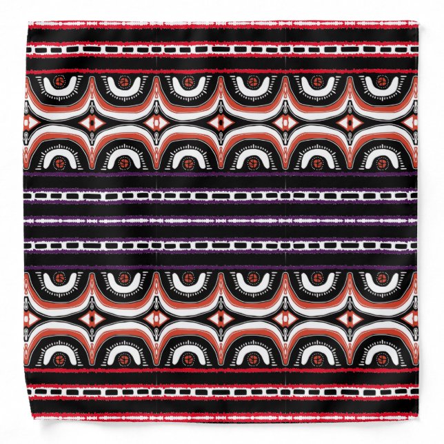 red orange purple black Tribal African head wrap Bandana (Front)