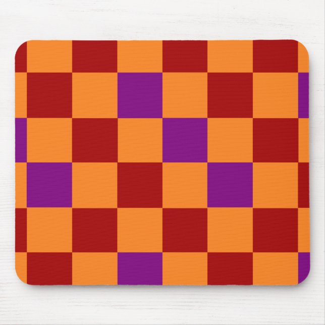 Red Orange Purple Checkered Pattern Design  Mouse Pad (Front)
