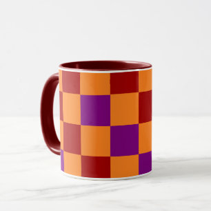 Red Orange Purple Checkered Pattern Design Mug