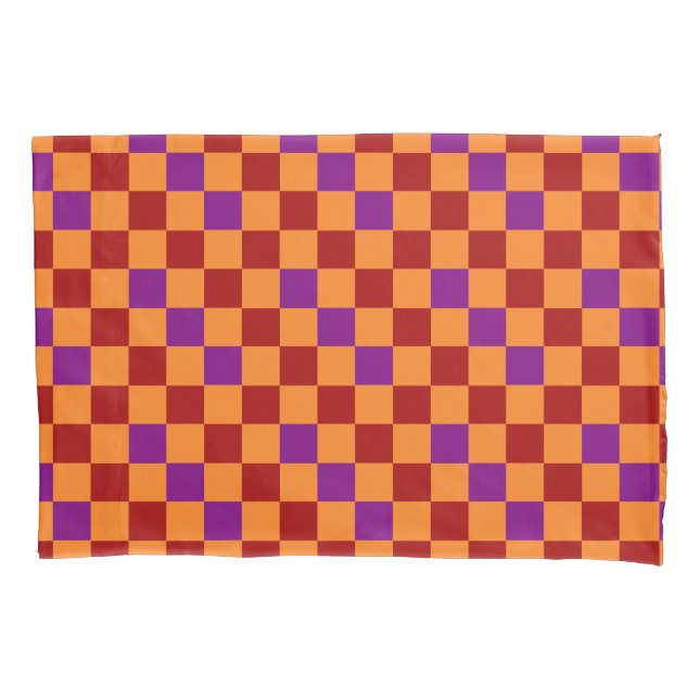 Red Orange Purple Checkered Pattern Design  Pillow Case (Front)
