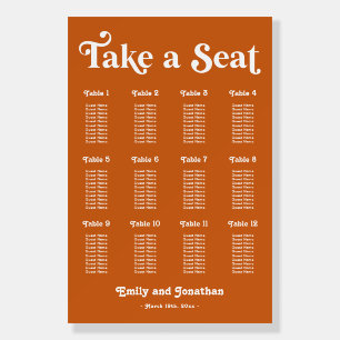 Red Orange Retro Disco Wedding Seating Chart Foam Board
