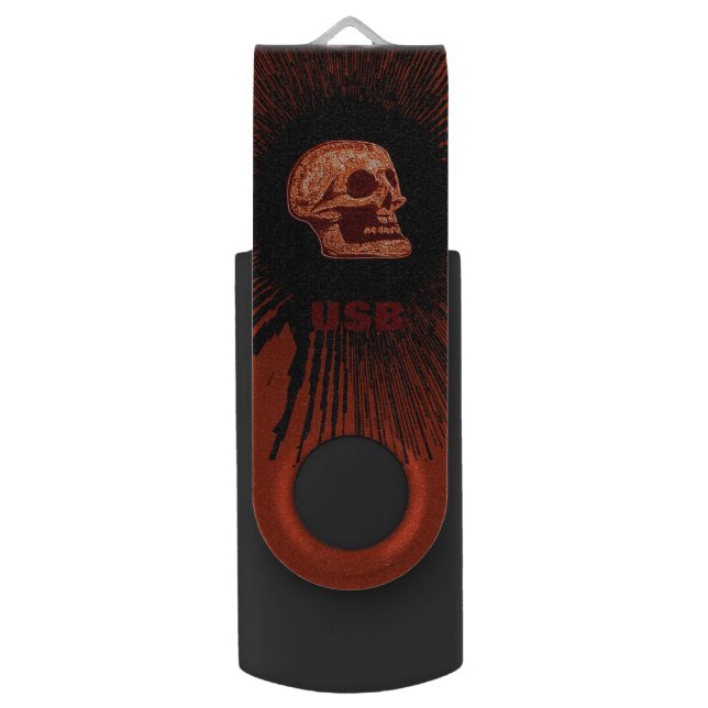 Red Orange Skull - USB Flash Drive (Front Vertical)