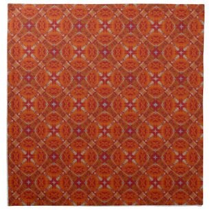 Red, Orange Spanish Diamond Tiled Pattern Cloth Napkin