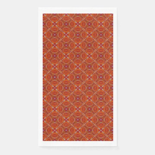 Red Orange Spanish Diamond Tiled Pattern Paper Guest Towels