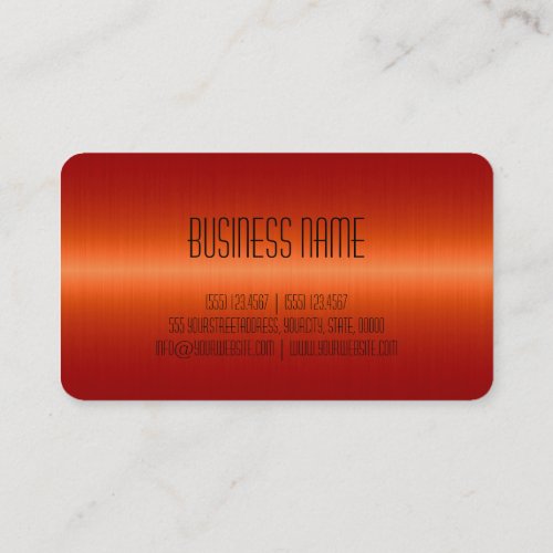 Red Orange Stainless Steel Metal Look Business Card