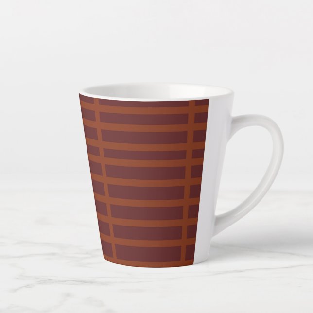 Red orange striped pattern latte mug (Right)