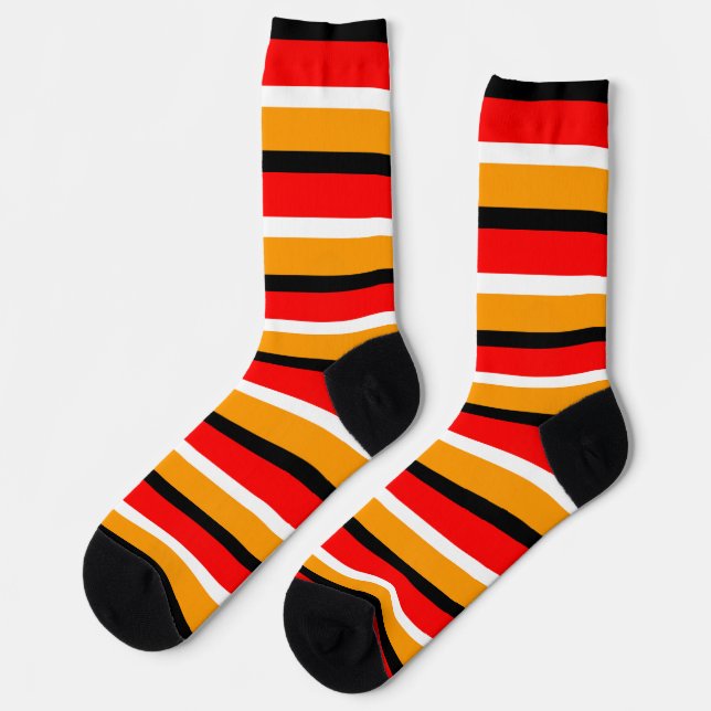 Red Orange Stripes Pattern Design Socks (Left)