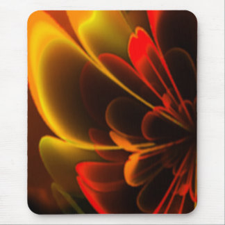 Red Orange Stylized Flower Half Corolla Mouse Pad