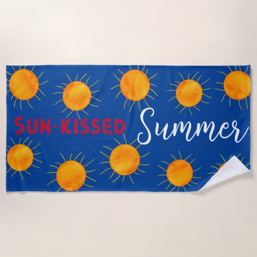 Red Orange Sunset Summer Beach Towel