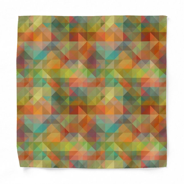 Red Orange Teal Blue Lime Green Polygon Pattern Bandana (Front)