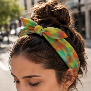 Red Orange Teal Blue Lime Green Polygon Pattern Bandana