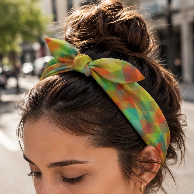 Red Orange Teal Blue Lime Green Polygon Pattern Bandana (Creator Uploaded)
