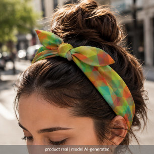 Red Orange Teal Blue Lime Green Polygon Pattern Bandana